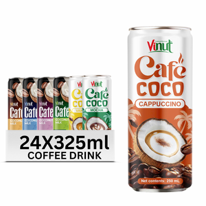 เครื่องดื่มกาแฟมะพร้าว อาราบิก้า โรบัสต้า เบลนด์ 325 มล. กระป๋องอะลูมิเนียม ปราศจากนม ปราศจากกลูเตน ปราศจาก GMO VINUT แบรนด์ส่วนตัว รับผลิตแบบ OEM ODM 10% - Product Image 1