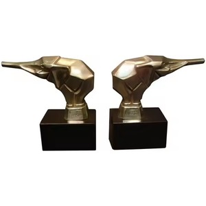 Home Office Use Modern Gold Plated Metal Bookends Sculptural Irregular Design 2Pcs Desk <b>Decorative</b> Bookend Set - Product Image 1