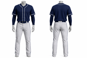 Custom Men's <b>Baseball</b> Uniform Navy Jersey White Pants Breathable Polyester All Seasons Team Apparel Regular Fit - Product Image 1