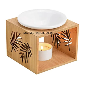Brûleur à Bakhoor en Bois de Luxe avec Bol Diffuseur d'Huile en Céramique, Brûleur d'Encens d'Aromathérapie, Chauffe-Cire à Bougie Chaude pour la Maison et le Spa - Product Image 2