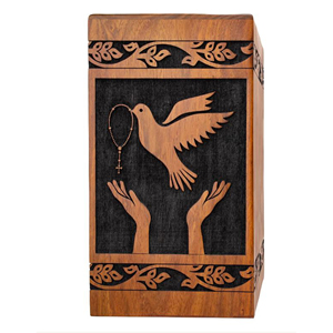 Wooden Memorial Urn with Customized Artwork High Quality Wooden Cremation Urn Manufacturer by AYAANS - Product Image 1