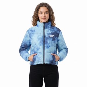 <b>Women</b> Personalized Puffer Jacket Custom Size Cropped <b>Winter</b> <b>Coat</b> Tie Dye Sublimation Stand Collar Full Zip Fashion Outerwear - Product Image 4