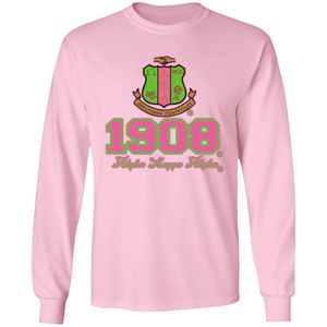 Camiseta Rosa de Manga Larga con Estampado Gráfico del Escudo 1908, Cuello Redondo, Informal, para Mujer, Moda Urbana, Ropa para Uso Diario - Product Image 1