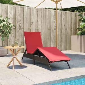 Chaise longue de patio en rotin PE marron et rouge pour 1 personne - Product Image 3