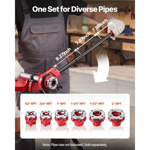 Portable 6 Dies 1/2\" NPT 2\" NPT Manual Ratcheting Pipe Threading <b>Tool</b> Kit <b>Power</b> Pipe Threaders for Manual Pipelines - Product Image 2