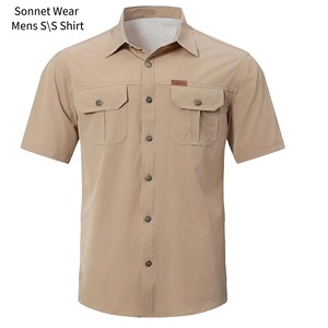 Chemises de pêche pour hommes à manches courtes, chemises décontractées avec poche - Product Image 1