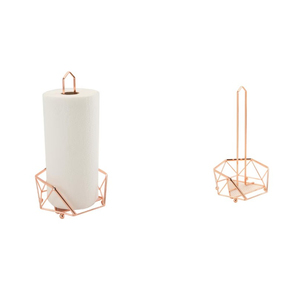 Porte-serviettes en papier moderne en métal or rose, sur pied, géométrique, pour cuisine, table à manger, décoration de la maison et d'hôtel - Product Image 1