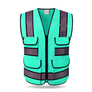 Chaleco de Seguridad Fluorescente de Alta Visibilidad, Poliéster Verde, con Bolsillos y Cremallera, Unisex, Tallas Grandes, Ropa de Trabajo, Servicio OEM para Construcción - Product Image 1