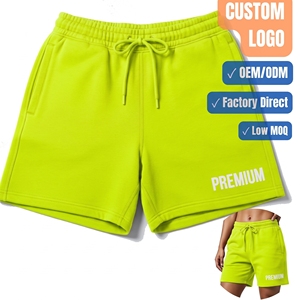 Pantalones cortos de algodón con forro polar para mujer, de corte holgado y cintura media, personalizados, informales, con cintura elástica, para estar en casa, proveedor de marca privada - Product Image 1