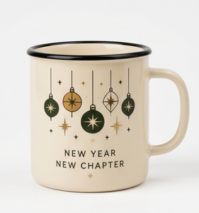 High Quality Custom Branding Enamel Coffee <b>Mug</b> Festive Season Series Iron Metal Cup Featuring Ornamental Motif and Typography - Product Image 1
