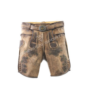Pantalones Cortos de Cuero Alemán de Alta Calidad para Hombre, Disfraz Bávaro para Oktoberfest, 100% Cuero de Cabra, Estilo Casual - Product Image 1