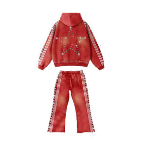 Survêtement unisexe tendance en molleton 100% coton, style streetwear, avec impression sérigraphique et strass effet soleil délavé, collection Equality Premium - Product Image 3
