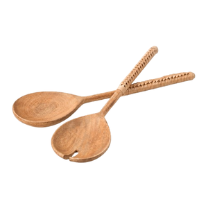 Juego de servidores de ensalada de madera artesanal de primera calidad con mangos de latón dorado, pinzas de servir de madera de lujo ecológicas para el hogar y hoteles. - Product Image 5