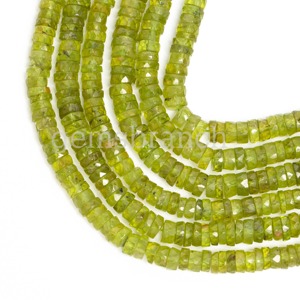 ลูกปัดยาง Peridot heishi ธรรมชาติพลอยหลวมเหลี่ยมเพชรพลอยสีเขียว - Product Image 5