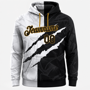 Sweat à capuche sportif surdimensionné de qualité supérieure, sublimation, automne, vêtements d'équipe personnalisés, noir et blanc, unisexe - Product Image 1