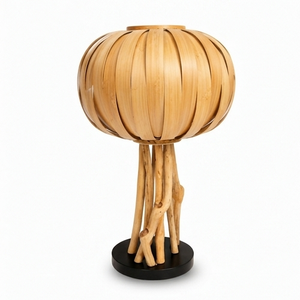 Handcrafted Bamboo Lantern Table Lamp With Natural <b>Branch</b> Stand Eco Friendly Tropical Desk <b>Light</b> For Modern Home Luxury Boutique - Product Image 1