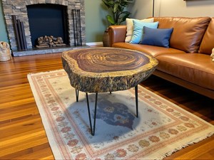 Handcrafted <b>Epoxy</b> Log <b>Coffee</b> <b>Table</b> Large Natural Tree Stump Center <b>Table</b> With Hairpin Legs Rustic Handmade Wood Furniture - Product Image 5