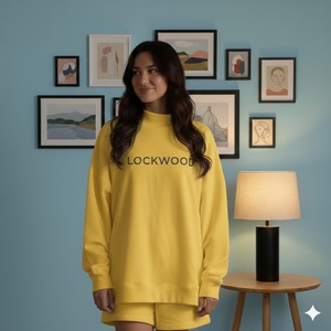 Sweat-shirt oversize à col montant en tricot pour femme, 100 % coton, uni, décontracté, automne, avec motif imprimé sur le devant, personnalisable - Product Image 6
