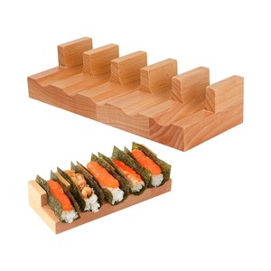 ที่วางซูชิ ทาโก้ ทำจากไม้เนื้อแข็ง เป็นมิตรกับสิ่งแวดล้อม หลายช่องสำหรับวางเทมากิ แฮนด์โรล ถาดเสิร์ฟ จัดแสดงอาหาร สำหรับร้านอาหารญี่ปุ่น - Product Image 6