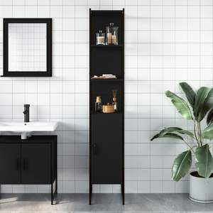 Mueble de Baño Alto de Madera Sintética Negra, Diseño Rectangular - Product Image 3