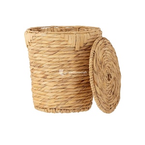 ตะกร้าซักผ้าผักตบชวาธรรมชาติพร้อมฝาปิดถังเก็บของแฮนด์เมดสำหรับจัดระเบียบบ้านที่มีสไตล์ผู้ผลิต - Product Image 2