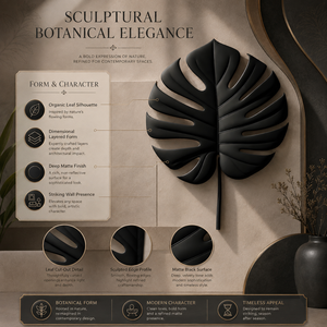 Décoration murale botanique en aluminium noir, style contemporain, écologique, pour anniversaire, salon, chambre à coucher - Product Image 5