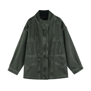 Veste en jean personnalisée pour femme, style streetwear à épaules tombantes pour marques urbaines, logo personnalisé, faible MOQ, fournisseur US - Product Image 1
