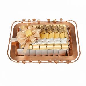 Bandeja de metal color oro rosa de la más alta calidad para servir chocolate, bandeja premium para dulces y postres, ideal para hoteles. - Product Image 5