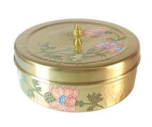 Boîte de rangement d'épices en laiton faite à la main 100% métal pur peint à la main pour la cuisine et la table - Product Image 1