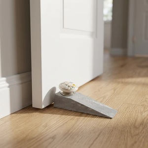 Ba Wooden <b>Door</b> Stop With Ceramic Bird Knob Rustic Design Floor Mount Entry Use - Product Image 6