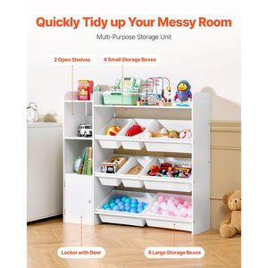 4-Tier 8-Bin bambini giocattolo organizzatore di plastica bianca flessibile armadio per stanza studio camera da letto sala giochi aula - Product Image 2
