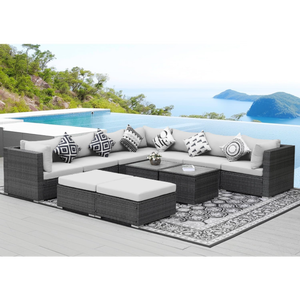 Luxury Garden Patio Furniture Set Wicker Rattan Sectional Sofa Set Thick Cushion Lounge Chair Couch with Center Coffee Table - Product Image 4