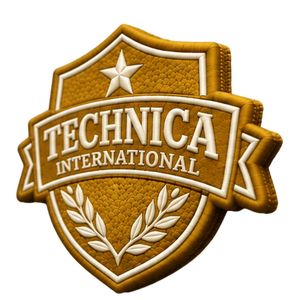 Écusson brodé Technica International Mustard Gold, motif étoile et couronne de lauriers, pour vestes, sacs, uniformes et vêtements - Product Image 1