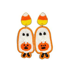 Boucles d'oreilles pendantes tendance en forme de fleur, style bohème, faites à la main, en perles de verre plaquées argent, pour femme, idéales pour les soirées - Product Image 5