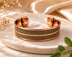 Premium <b>Copper</b> Magnetic Bracelet Arthritis Relief Adjustable <b>Copper</b> Cuff Bracelet Unisex With Braided Pattern Antique Design - Product Image 1