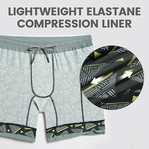 Shorts de sport décontractés pour hommes, en tissu éponge, séchage rapide, anti-plis, brodés, avec ourlet fendu, taille haute élastique, respirants et amples - Product Image 5