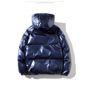Custom Shiny Glossy Puffer Jacket Manufacturer Wholesale Winter Warm Hooded Down Outerwear <b>Waterproof</b> <b>Padded</b> Coat For Men - Product Image 2
