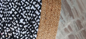 Handwoven Natural Jute Chindi Rug Black White Eco Friendly Braided Area Rug <b>Round</b> <b>Carpet</b> for Living Room Bedroom - Product Image 2
