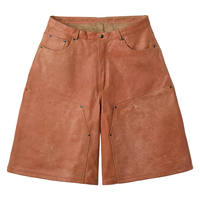 Shorts cargo de travail pour homme en cuir suédé, taille haute, double genouillère pour protection, effet délavé personnalisé
