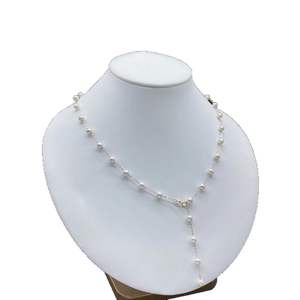 Collar de Perlas de Agua Dulce Redondas de 4-5 mm, Selección de Perlas Básicas Impecables, Cadena de Oro de 18 Quilates con Diseño de Cielo Estrellado, Longitud Total Aproximada de 45 cm - Product Image 5