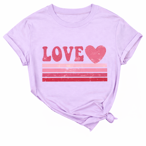 Camiseta de Verano al por Mayor, Personalizada, Color Morado Claro, con Estampado de Corazón, de Secado Rápido, Cuello Redondo, Manga Corta, Estilo Casual y Urbano - Product Image 1
