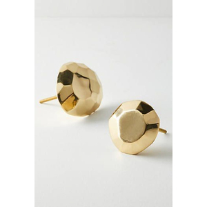 Boucles d'oreilles minimalistes en laiton, clous dorés et or rose, design hexagonal, pour boutons de porte de maisons, hôtels et villas - Product Image 4
