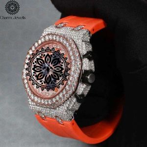 Montre de luxe Charm Jewells en acier inoxydable, cadran analogique de 40 mm, verre saphir, chronographe pour homme, orange, mécanique - Product Image 2
