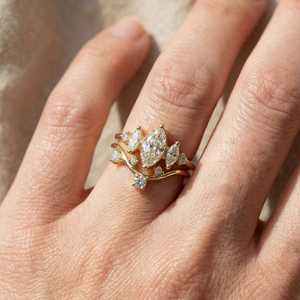 แหวนเพชรทรงกลมแบบโค้ง วงแหวนทอง 14K เพชรเลี้ยงในห้องปฏิบัติการ ของขวัญแต่งงานสุดหรูสำหรับงานปาร์ตี้ - Product Image 5