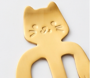 Cucharas Metálicas con Forma de Gato Dorado, Diseño de Dibujos Animados, Aptas para Lavavajillas, Juego de Cubiertos para Cenas Divertidas - Product Image 3