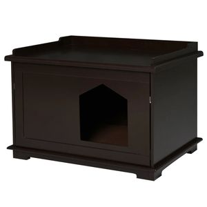 Casetta per Gatti in Legno Marrone da 29,3 Pollici, Lettiera per Animali Domestici Utilizzabile Come Tavolino d'Appoggio Accanto al Divano o Comodino - Product Image 1