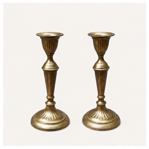 Lot de 2 bougeoirs coniques en laiton antique, supports de bougies vintage en métal pour centre de table de mariage, décoration de maison de style ferme - Product Image 3