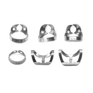 Pinzas profesionales de acero inoxidable para dique de goma dental, 6 unidades, para procedimientos endodónticos manuales, reductores universales higiénicos Brinker - Product Image 1