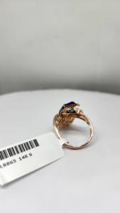 แหวนเพชรแท้ 9K สำหรับสุภาพสตรี ดีไซน์ทันสมัย ความบริสุทธิ์ SI สี HI เพชร 0.58 กะรัต หินสี 0.26 กะรัต น้ำหนักสุทธิ 6.762 กรัม ชุบโรเดียม - Product Image 4