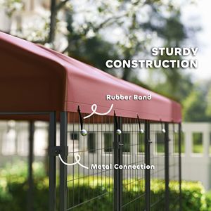 Caseta para Perros de Exterior con Comederos Giratorios, Corral para Mascotas de 8 x 4 x 6 Pies con Cubierta Impermeable, Rojo, Casas y Muebles para Mascotas - Product Image 6
